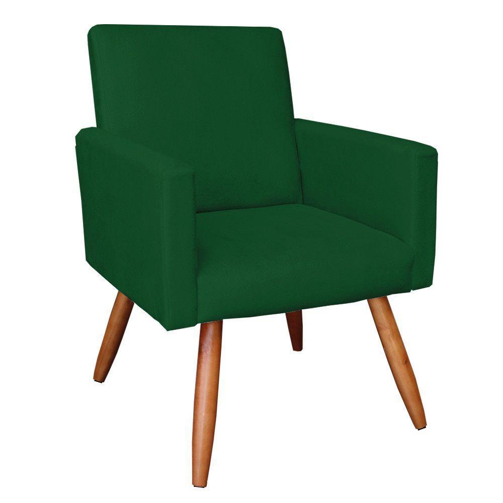 Kit 2 Poltronas Nina Suede Pés Palito Castanho - Pallazio Cor Verde - 6