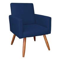 Kit 2 Poltronas Nina Suede Azul Marinho Pés Palito Castanho - Pallazio - 5