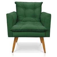 Kit 2 Poltronas Olivia Suede Verde Pés Palito Castanho - Pallazio - 6