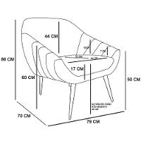 Kit 02 Poltronas Giovana Linho Grosso Bege A19 Pés Palito De Ferro - 2