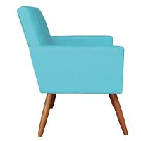 Kit 2 Poltronas Nina Suede Pés Palito Castanho - Pallazio Cor Azul Turquesa