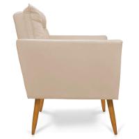 Kit 2 Poltronas Olivia Suede Pés Palito Castanho - Pallazio Cor Bege