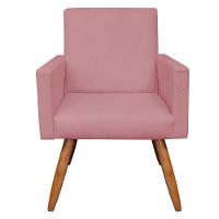 Kit 2 Poltronas Nina Suede Pés Palito Castanho - Pallazio Cor Rosê - 8