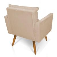 Poltrona Olivia Suede Pés Palito Castanho - Pallazio Cor Bege - 5