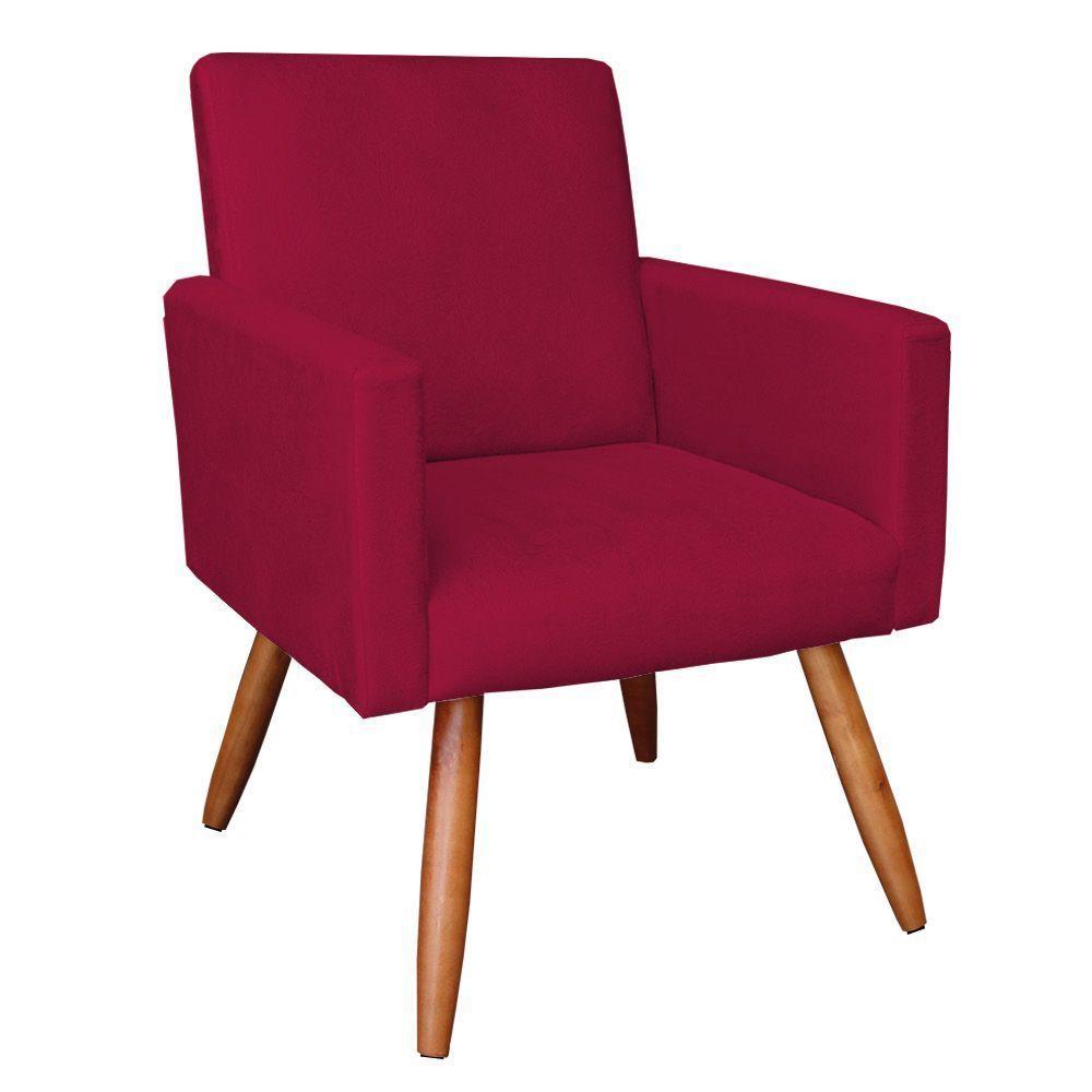Poltrona Nina Suede Pés Palito Castanho - Pallazio Cor Vermelho - 1