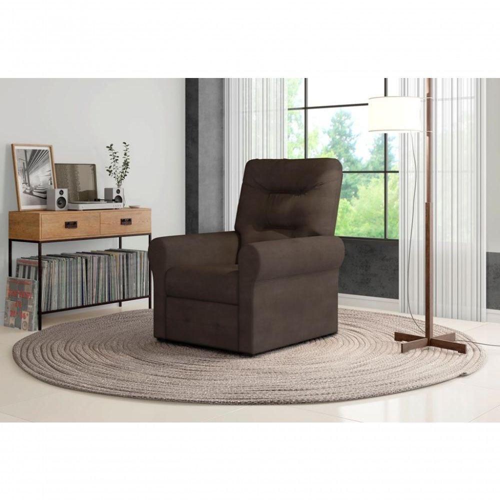 Poltrona Do Papai Reclinável Clio - Veludo Marrom Escuro - 2