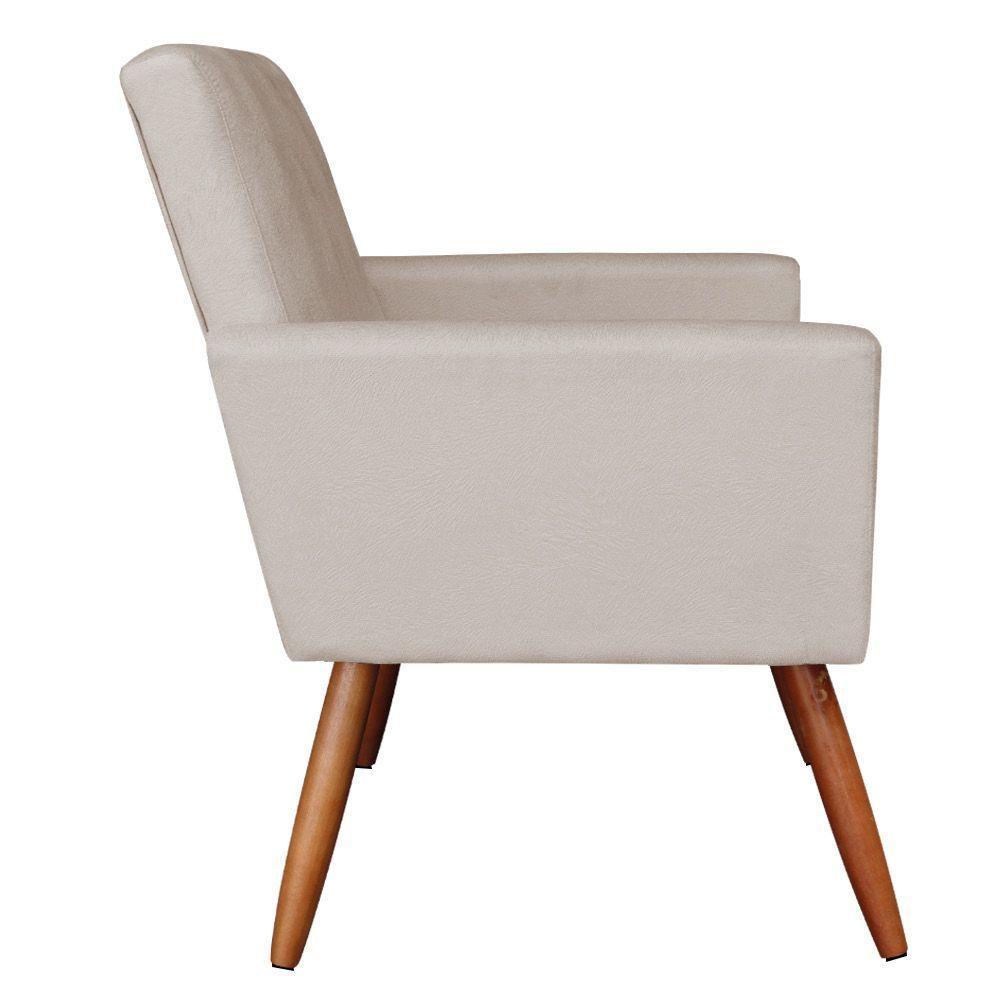 Poltrona Nina Suede Pés Palito Castanho - Pallazio Cor Bege - 4