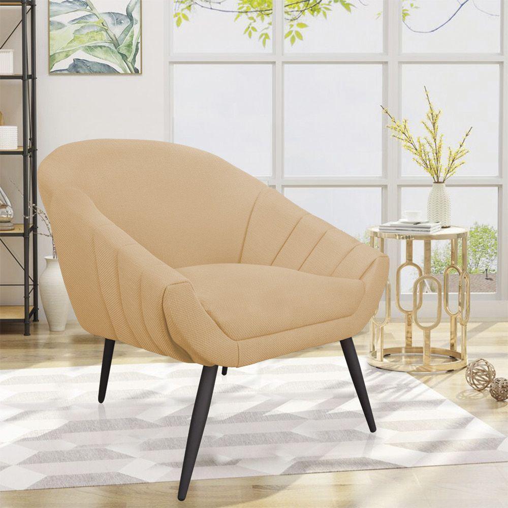 Poltrona Giovana Linho Pés Palito De Ferro A27 Areia - 7