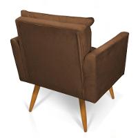 Poltrona Olivia Suede Marrom Pés Palito Castanho - Pallazio - 3