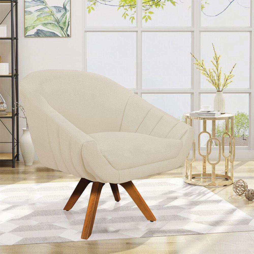 Poltrona Giratória Giovana Linho Mm30 A19 Grosso Bege - 7