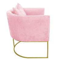 Poltrona Paola Suede Rosa Bebê Base Metálica Dourado - 3