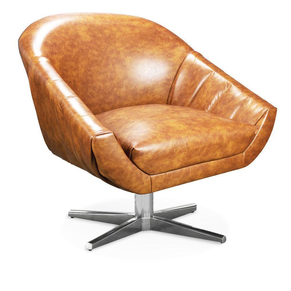 Poltrona Giratória Giovana Corano Nozes Base Cromada - 4