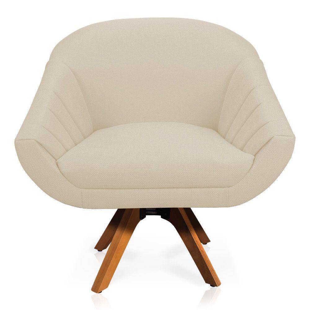 Poltrona Giratória Giovana Linho A19 Grosso Bege - 1