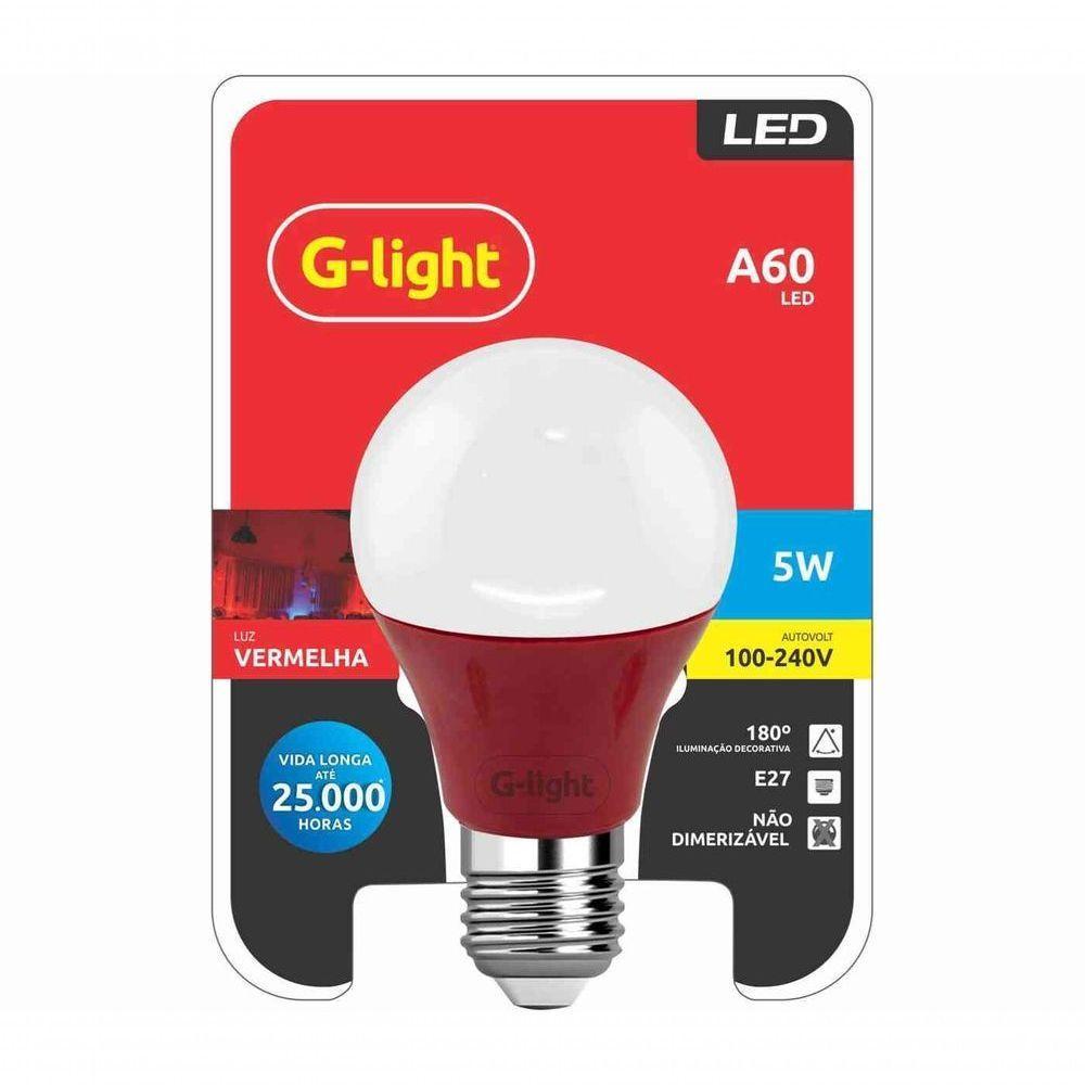Lâmpada Led Bulbo E27 5W Bivolt Luz Vermelha G-Light - 1