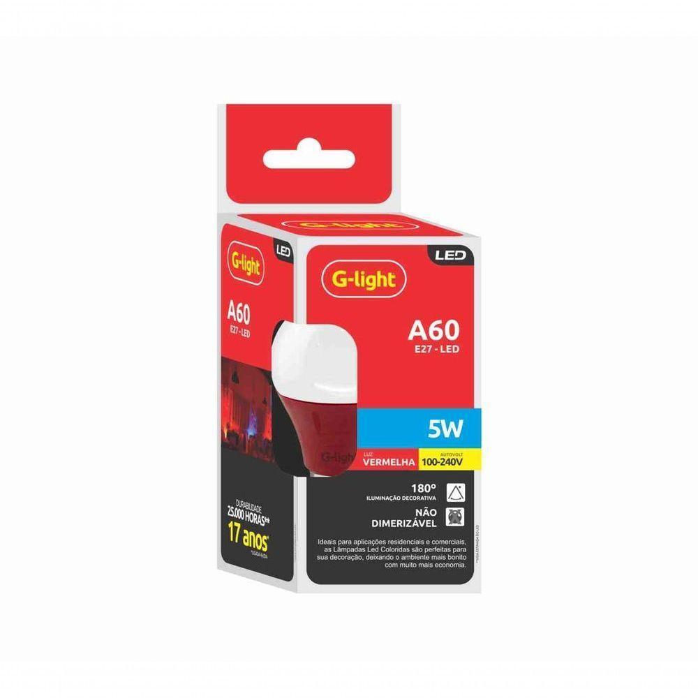 Lâmpada Led Bulbo E27 5W Bivolt Luz Vermelha G-Light - 3