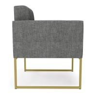 Kit 1 Sofá Namoradeira E 1 Poltrona Elisa Linho Base Metálica Industrial Dourada - Cor A26 Grafite