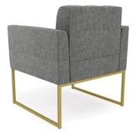 Kit 1 Sofá Namoradeira E 1 Poltrona Elisa Linho Base Metálica Industrial Dourada - Cor A26 Grafite - 6