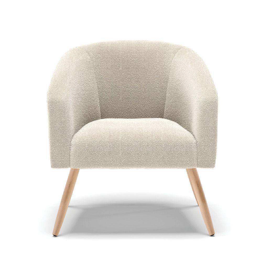 Kit 1 Sofá Namoradeira E 2 Poltronas Stella Bouclê Pés Palito Natural D'rossi Cor Bege - 2