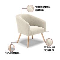 Kit 1 Sofá Namoradeira E 2 Poltronas Stella Bouclê Pés Palito Natural D'rossi Cor Bege - 3