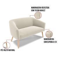 Kit 1 Sofá Namoradeira E 2 Poltronas Stella Bouclê Pés Palito Natural D'rossi Cor Bege - 7