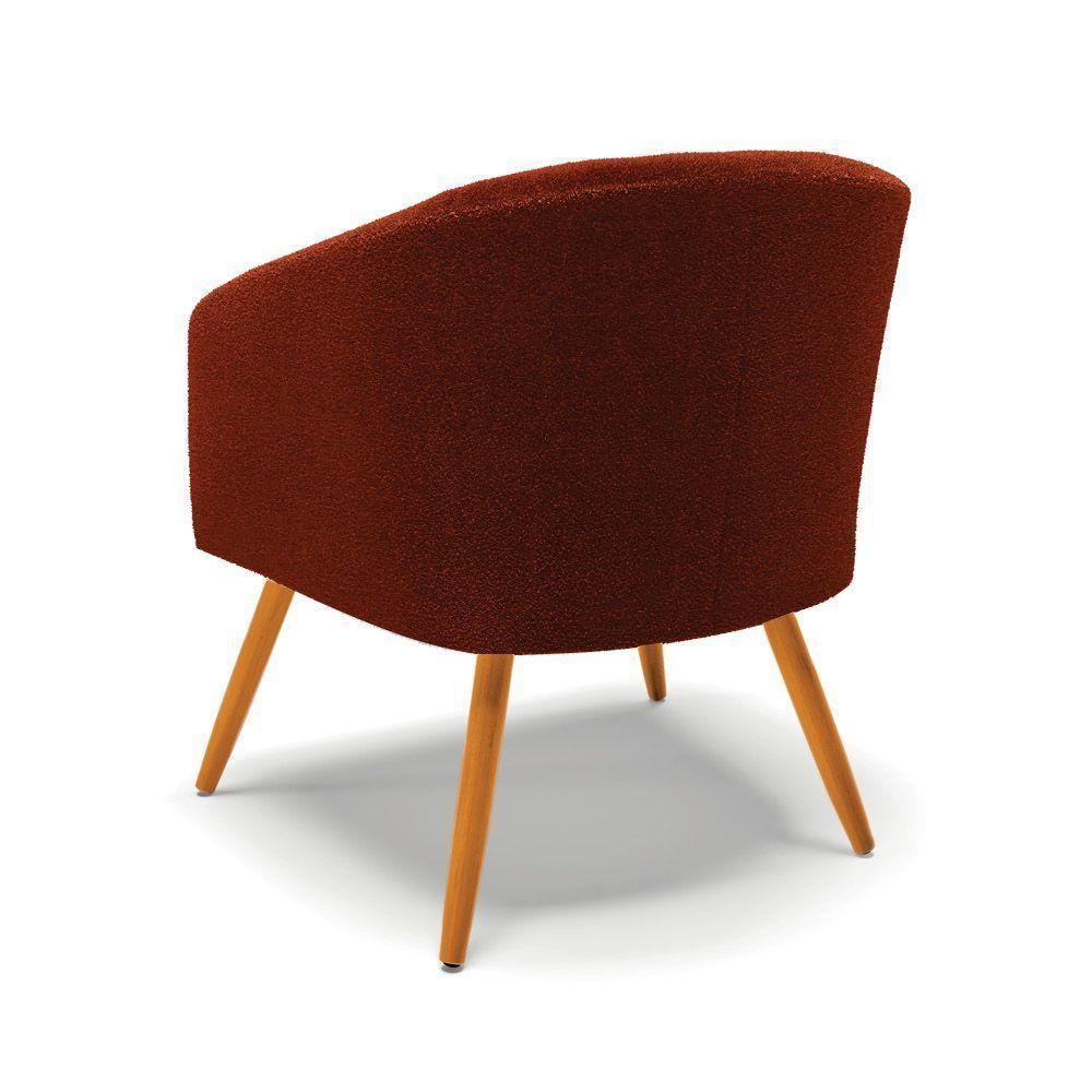 Kit 1 Sofá Namoradeira E 2 Poltronas Stella Bouclê Pés Palito Castanho D'rossi Cor Terra - 5