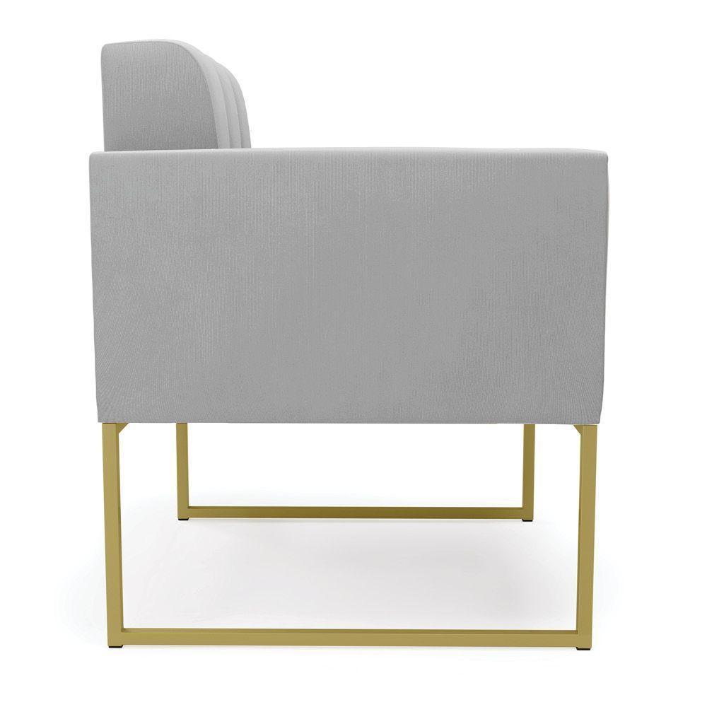 Kit 1 Sofá Namoradeira E 2 Poltronas Elisa Suede Base Metálica Industrial Dourada D'rossi Cor Cinza - 6