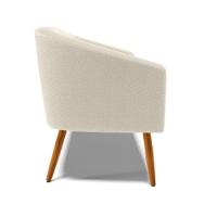 Kit 1 Sofá Namoradeira E 2 Poltronas Stella Bouclê Bege Pés Palito Castanho D'rossi - 13