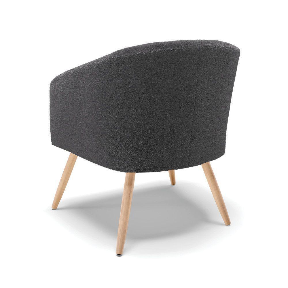 Kit 1 Sofá Namoradeira E 2 Poltronas Stella Bouclê Pés Palito Natural D'rossi Cor Grafite - 2