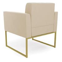 Kit 1 Sofá Namoradeira E 2 Poltronas Elisa Suede Base Metálica Industrial Dourada D'rossi Cor Bege - 7