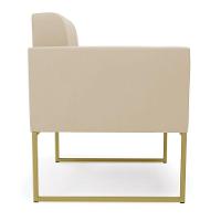 Kit 1 Sofá Namoradeira E 2 Poltronas Elisa Suede Base Metálica Industrial Dourada D'rossi Cor Bege - 8