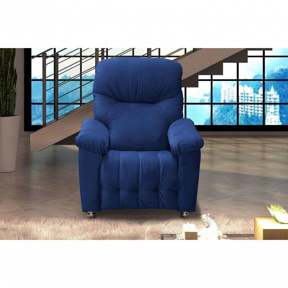 Poltrona Do Papai Reclinável Virtus - Veludo Azul Marinho - 2