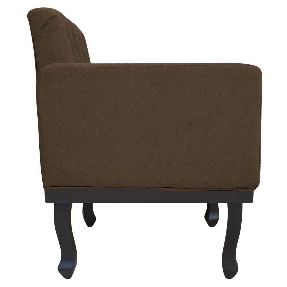 02 Poltronas Classic Pés Luís Xv Suede Marrom - 1