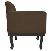 02 Poltronas Classic Pés Luís Xv Suede Marrom - 1