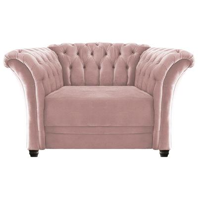 Poltrona Decorativa Chesterfield Sofia Suede Rosê