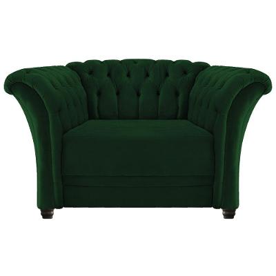 Poltrona Decorativa Chesterfield Sofia Suede Verde