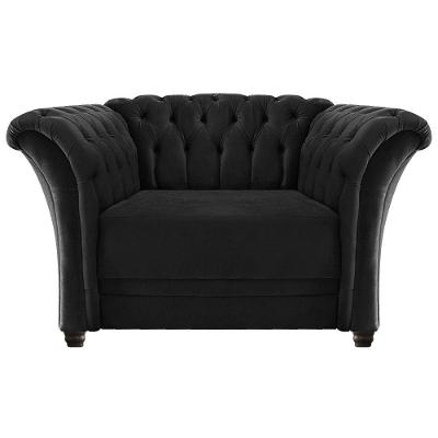 Poltrona Decorativa Chesterfield Sofia Suede Preto