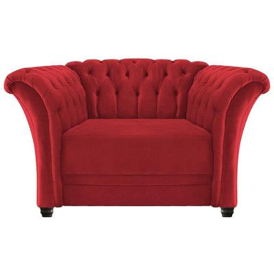 Poltrona Decorativa Chesterfield Sofia Suede Vermelho