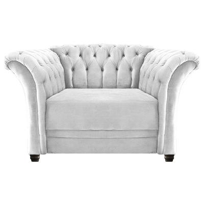 Poltrona Decorativa Chesterfield Sofia Suede Branco