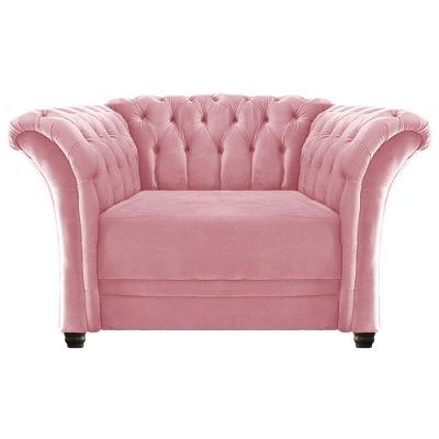 Poltrona Decorativa Chesterfield Sofia Suede Rosa Bebê