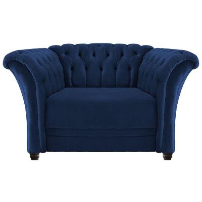 Poltrona Decorativa Chesterfield Sofia Suede Azul Marinho