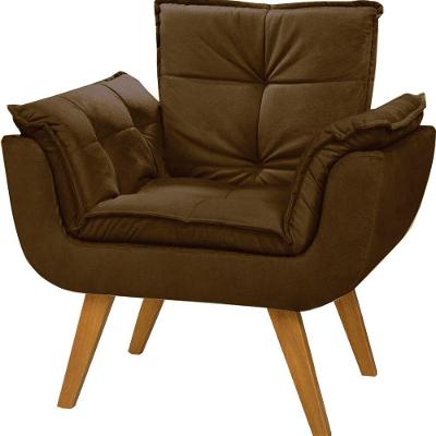 Poltrona Decorativa Opala Suede Cinza - Dora Bela Cor 0133