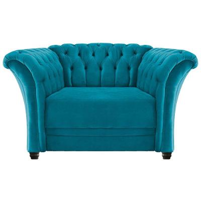 Poltrona Decorativa Chesterfield Sofia Suede Azul Turquesa