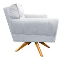 Kit 02 Poltronas Giratória Anitta Suede Base Madeira