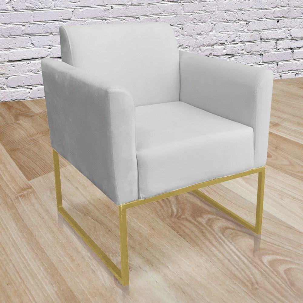 Kit 02 Poltronas Marisa Base Industrial Metálica Dourado - 4