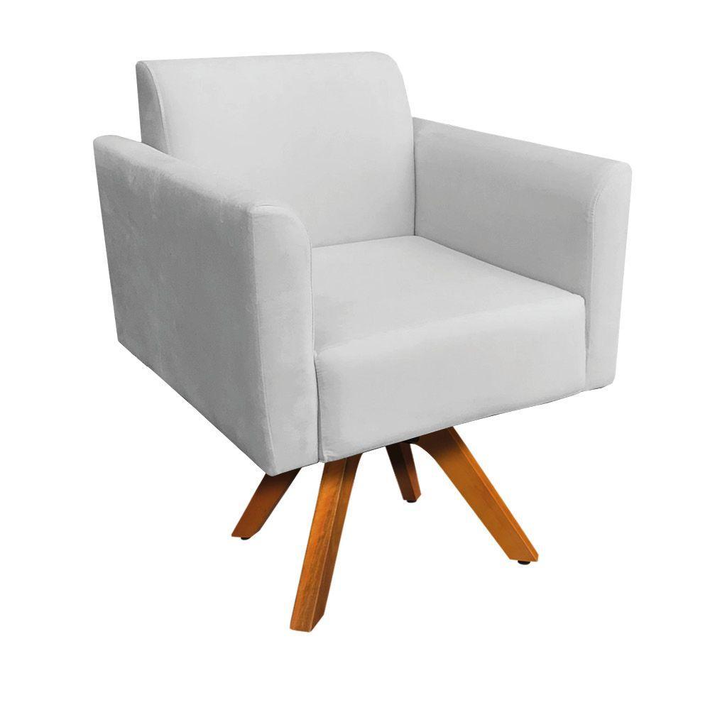 Kit 02 Poltronas Giratória Marisa Suede Base Madeira - 4