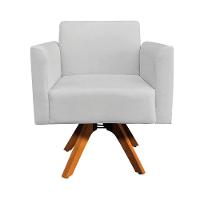 Kit 02 Poltronas Giratória Marisa Suede Base Madeira - 6
