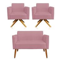 Kit 01 Namoradeira 02 Poltronas Marisa rose - 15