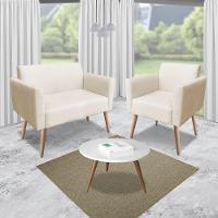 Kit 01 Namoradeira 02 Poltronas Marisa Bege - 9