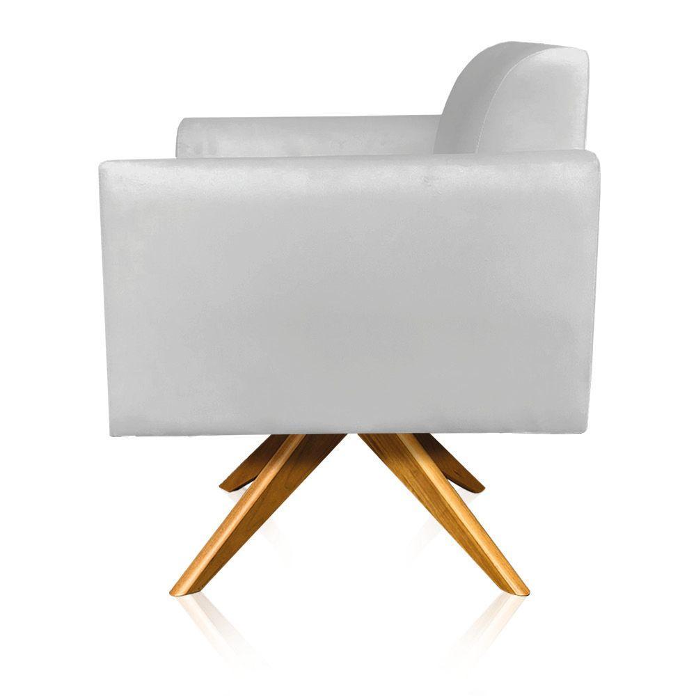 Kit 02 Poltronas Giratória Marisa Suede Base Madeira - 4
