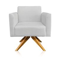 Kit 02 Poltronas Giratória Marisa Suede Base Madeira - 1